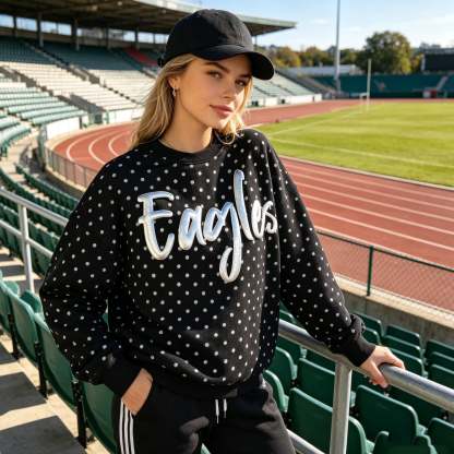 Custom 3D Puff Print Team Polka Dot Sweatshirt | Gifts for Sports Mom | Game Day Wear