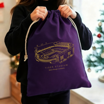 Tiger Stadium (LSU) Drawstring Gift Bag, Christmas Gift