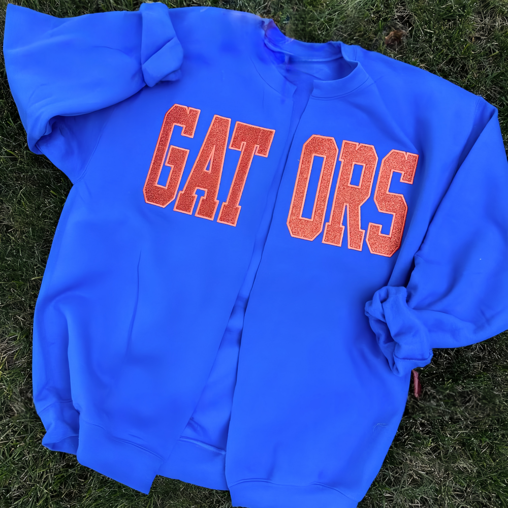 Custom Game Day Spirit Double-Embroidered Team Sweatshirts, Glitter Spirit Apparel