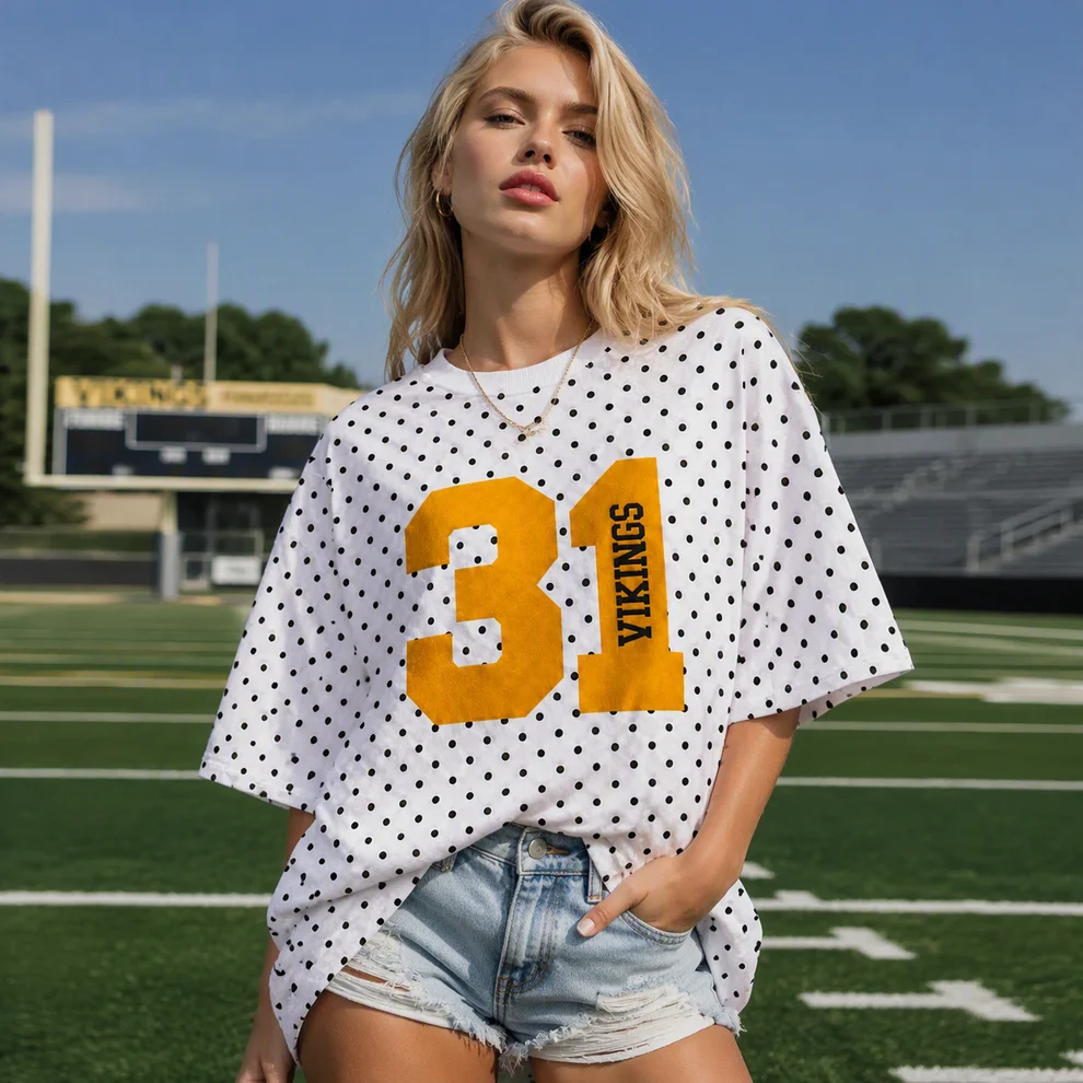Personalized Player Number Player Name 3D Puff Print Game Day Polka Dot T-shirt, Game Day Wear