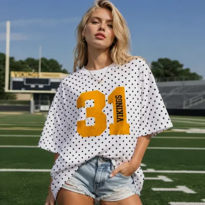 Personalized Player Number Player Name 3D Puff Print Game Day Polka Dot T-shirt, Game Day Wear