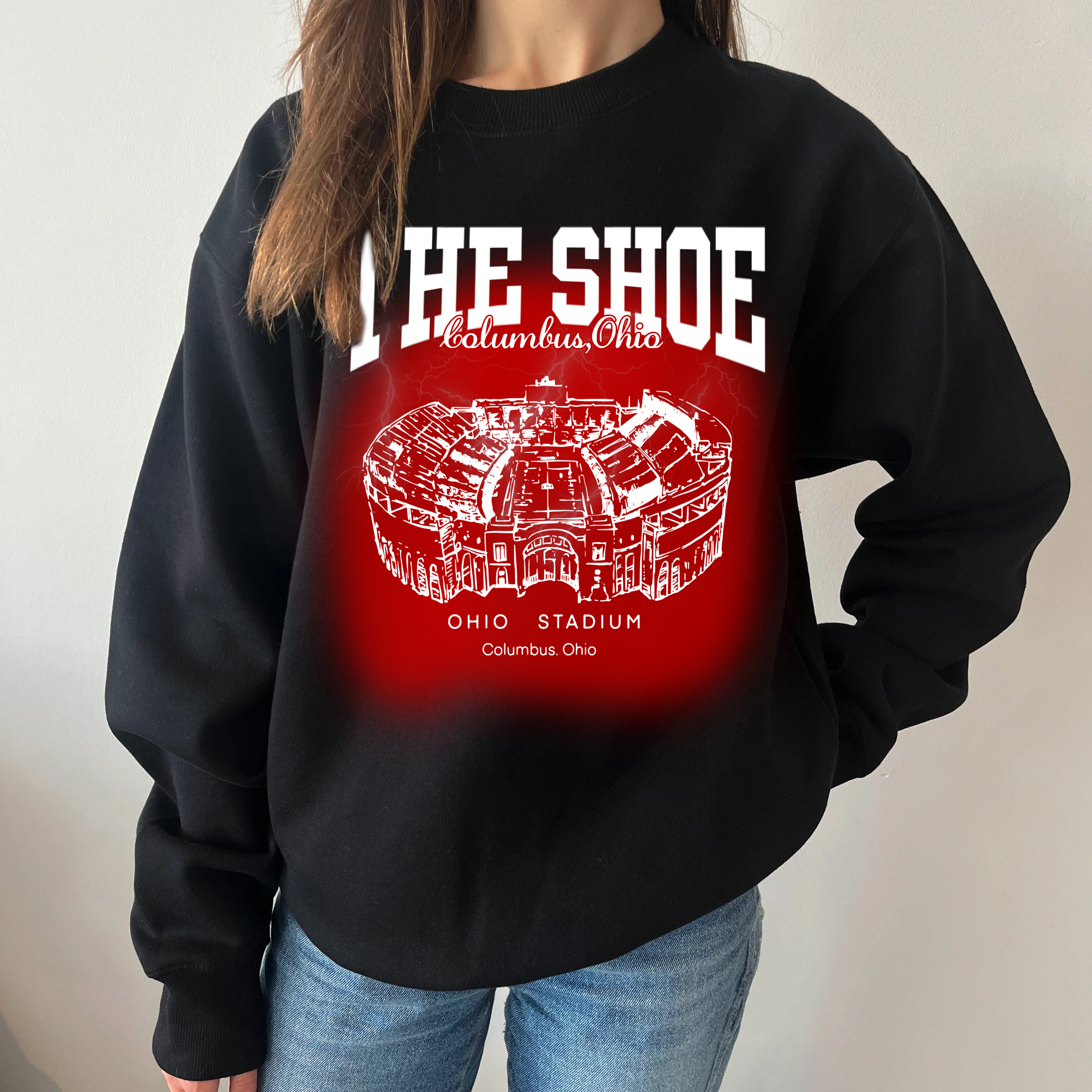 Retro Ohio State University Stadium Printing Unisex Crewneck Sweatshirt