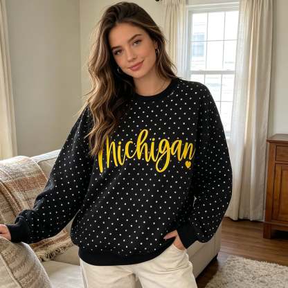Custom 3D Puff Print Team Polka Dot Sweatshirt | Gifts for Sports Mom | Game Day Wear