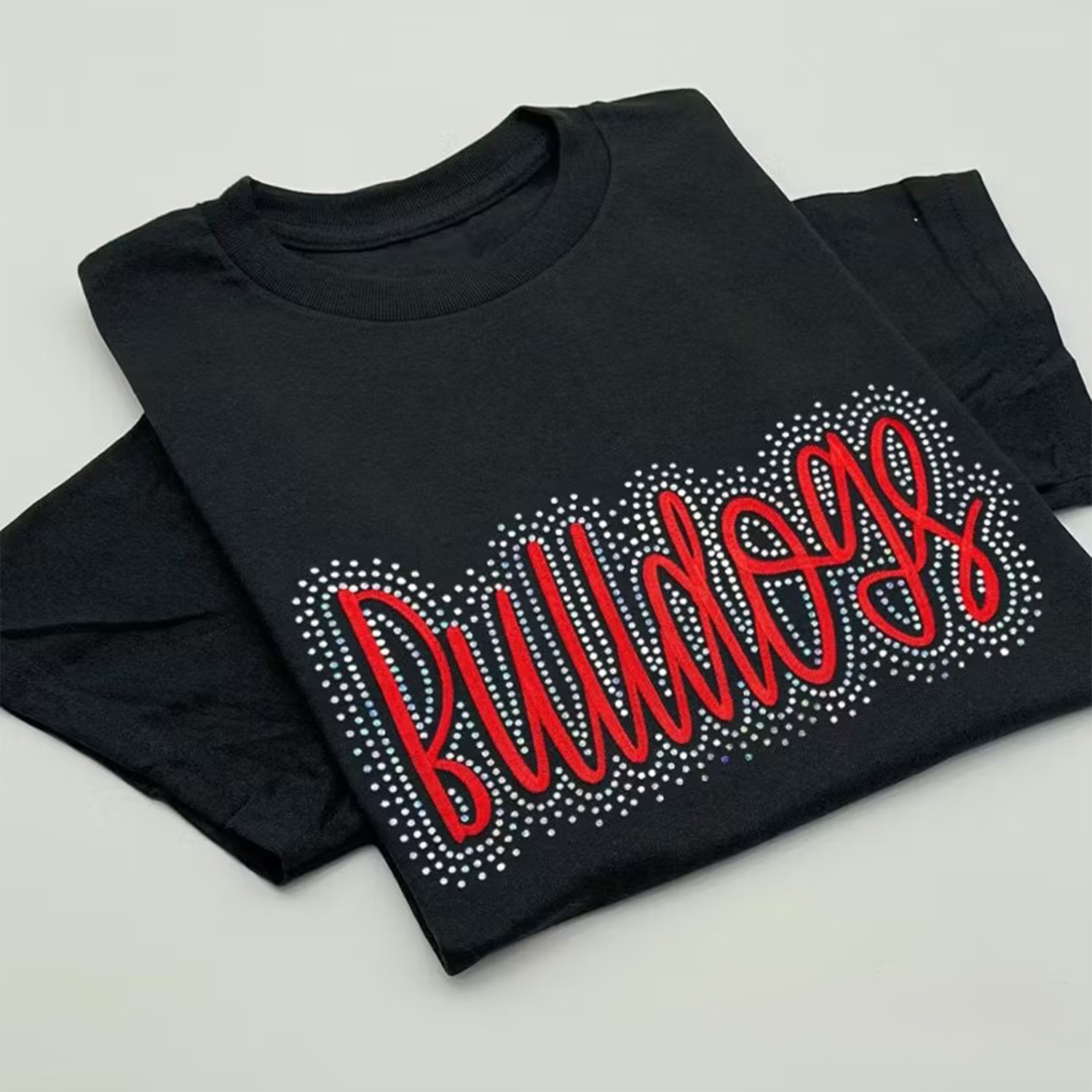 Custom Embroidered Bling Crewneck, School Spirit Sweatshirt Team Name Sweatshirt