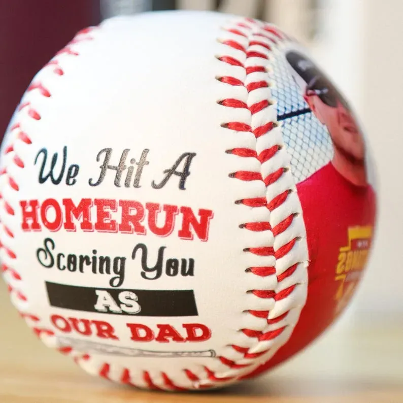 Custom Engraved Baseball With Photo And Text, Fathers Day Baseball Gift