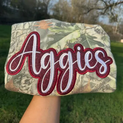 Custom Camo Glitter Team Embroidered Sweatshirt & Tee ＆ Hoodie