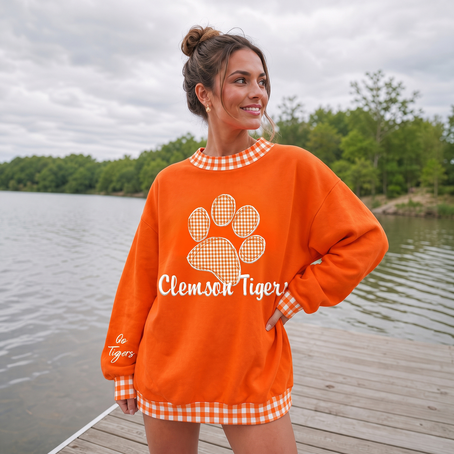 Custom Mascot Applique Fabric College Team Embroidered Mockneck