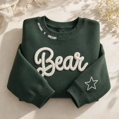Custom Team Name Chenille Distressed & Ripped Crewneck, Vintage Game Day Style
