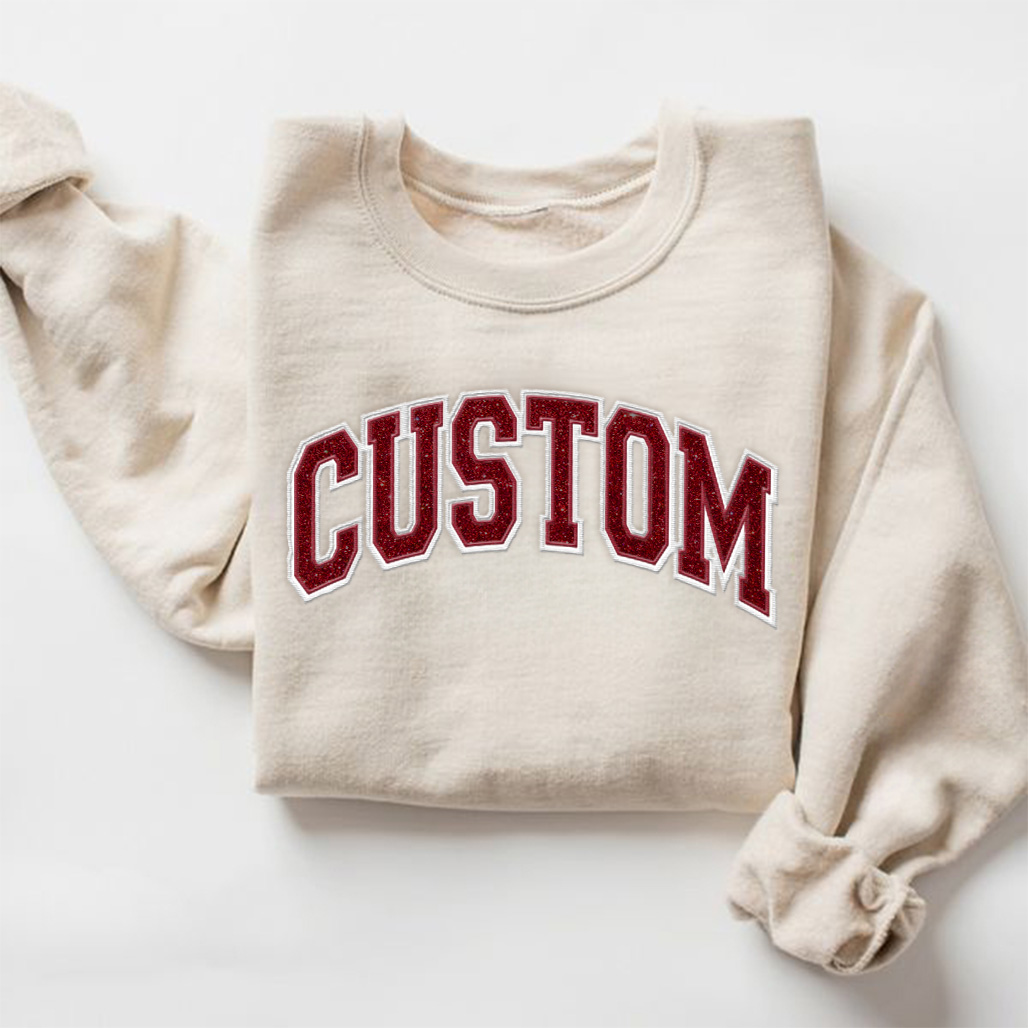 Custom Team Glitter Embroidered Sweatshirt Hoodie T-shirt