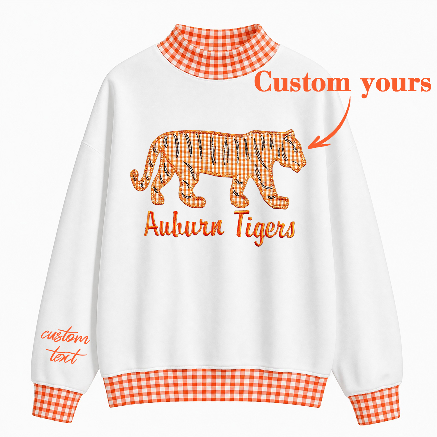Custom Mascot Applique Fabric College Team Embroidered Mockneck