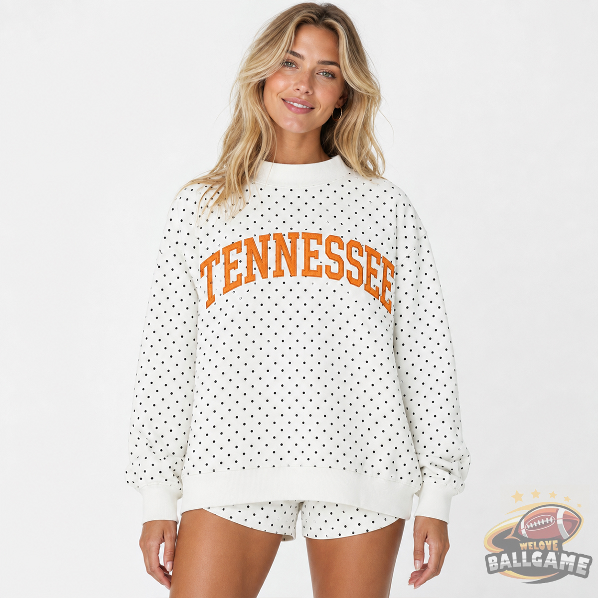 Custom College Team Polka Dot Embroidered Mockneck, Game Day Wear