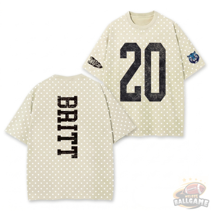 Custom Vintage Varsity Number and Custom Name on Back Polka Dot Washed T-Shirt Game Day School Spirit Shirt
