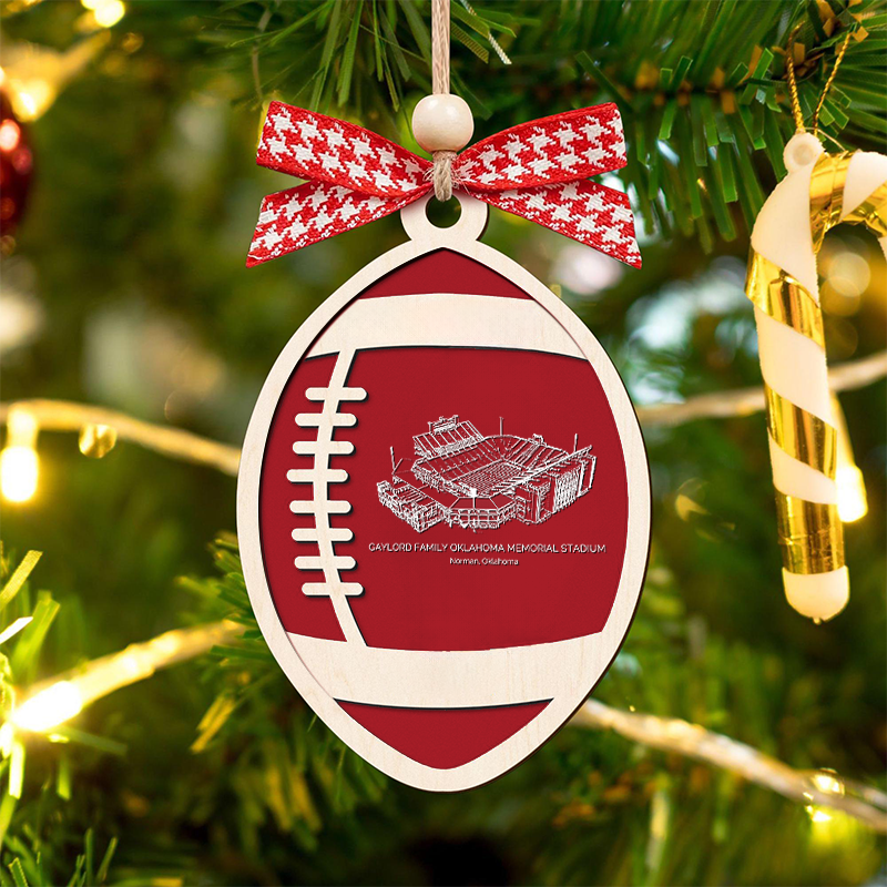 Personalized Gaylord Family Oklahoma Memorial Stadium - Oklahoma Sooners football Christmas Ornament, Christmas Gift for Football Team, Personalized Football Player Gift