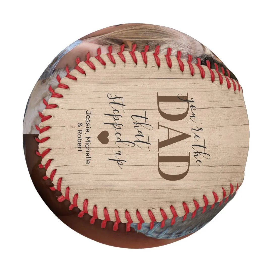 Rustic Stepped Up Dad Father's Day Photo Baseball