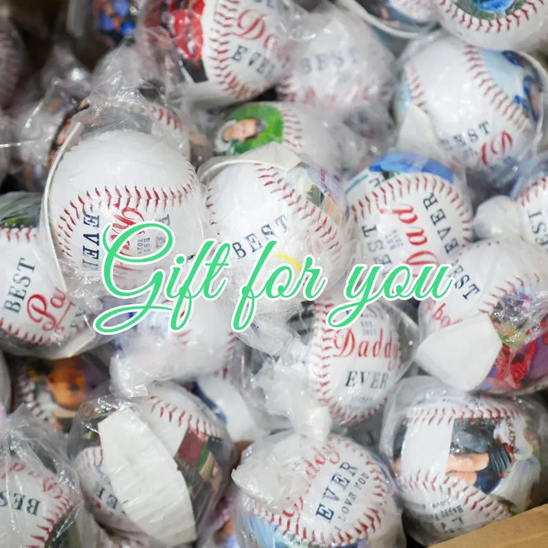 Custom Engraved Baseball With Photo And Text, Fathers Day Baseball Gift