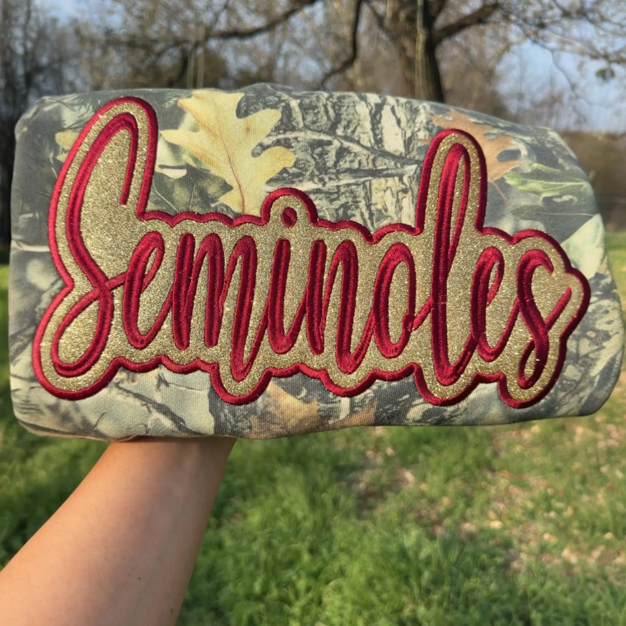 Custom Camo Glitter Team Embroidered Sweatshirt & Tee ＆ Hoodie