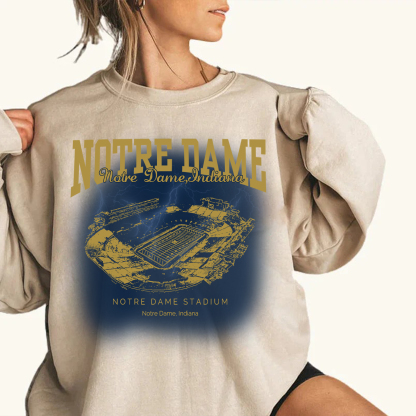 Retro Notre Dame Stadium - Notre Dame Fighting Irish football Printing Unisex Crewneck Sweatshirt