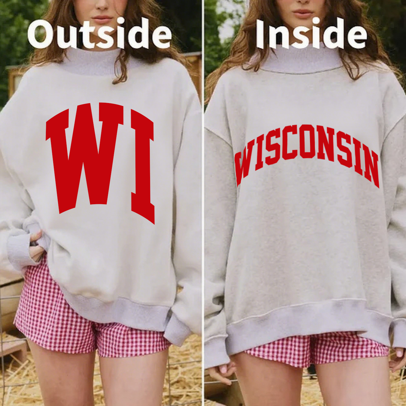 Wisconsin/WI Game Day Mock Neck Reversible Sweatshirt