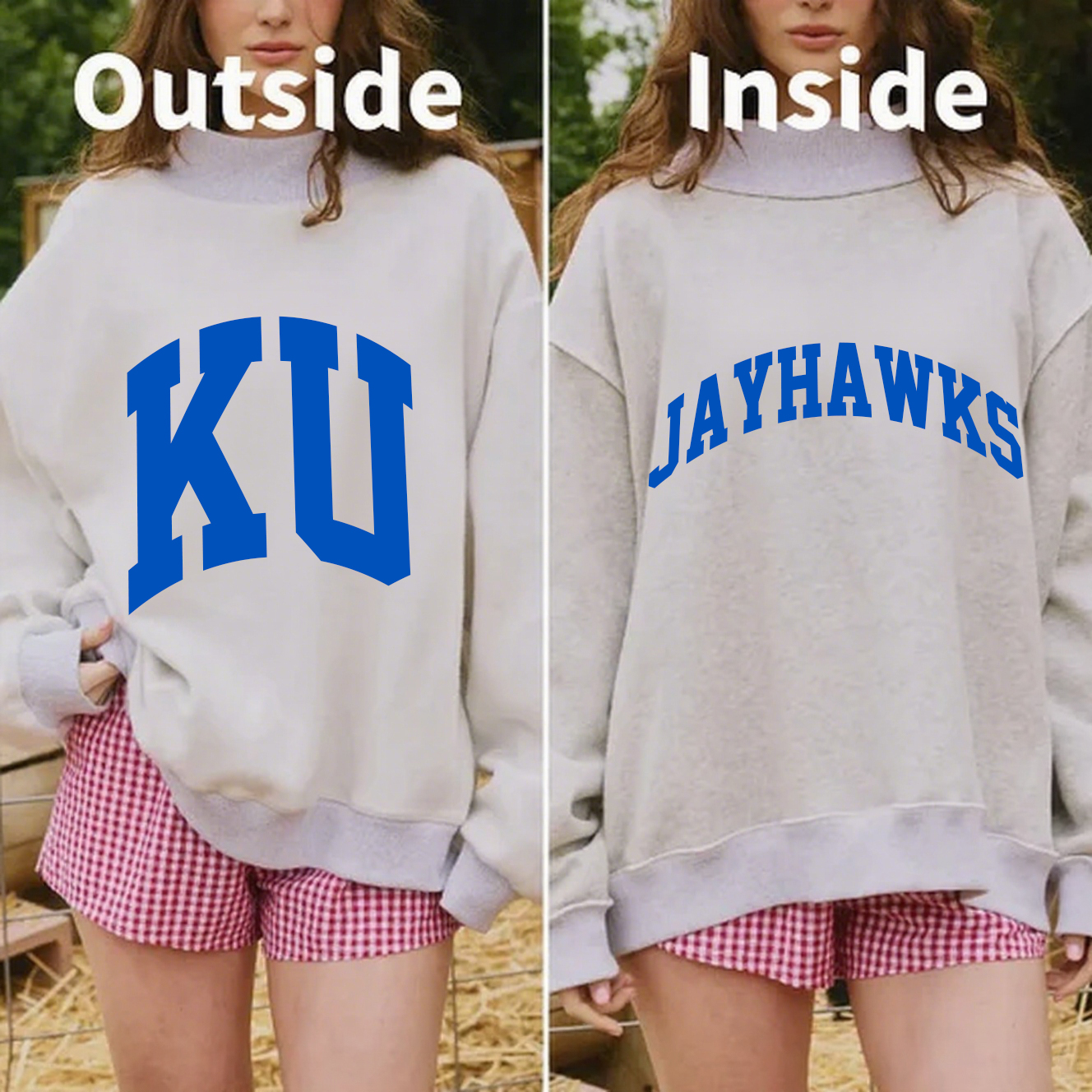 Jayhawks/KU Game Day Mock Neck Reversible Sweatshirt