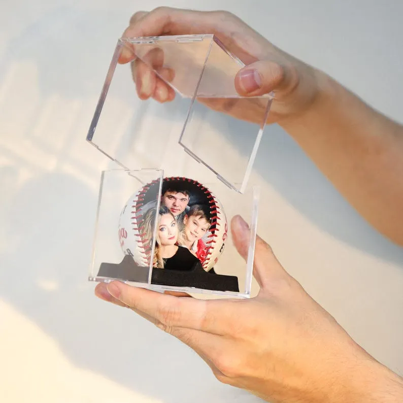 Custom Engraved Baseball With Photo And Text, Fathers Day Baseball Gift