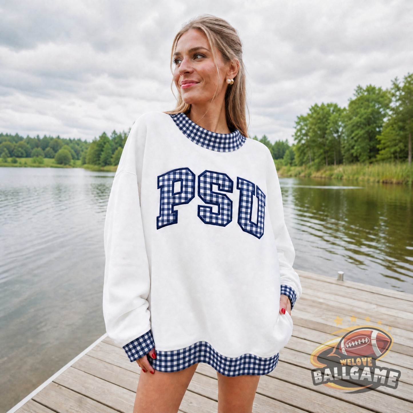 Custom Pennsylvania State Patchwork Fabric College Team Embroidered Mockneck