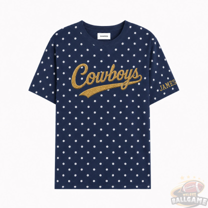 Custom Metallic Puff Team Name Polka Dot T-Shirt, Personalized Team Name Game Day Tee