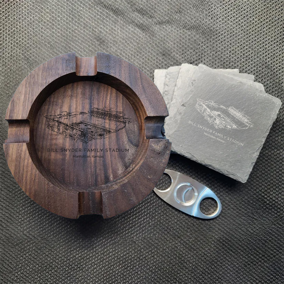 Bill Snyder Family Stadium Walnut Cigar Ash Tray