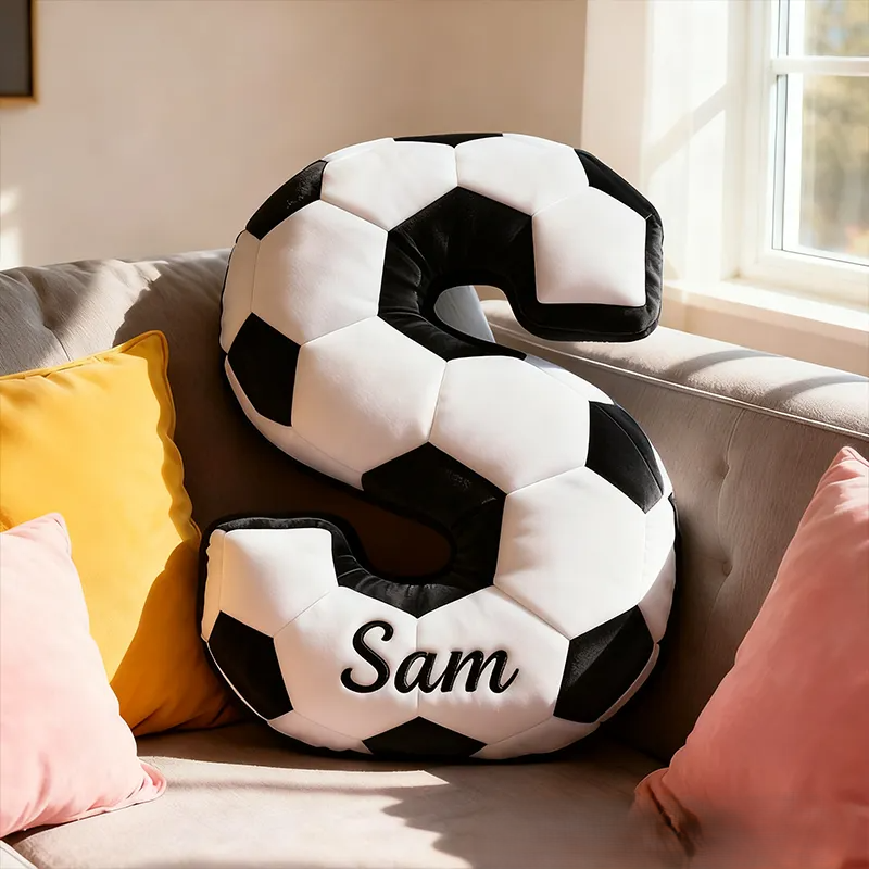 Custom Soccer Letter Pillow with Custom Name Design
