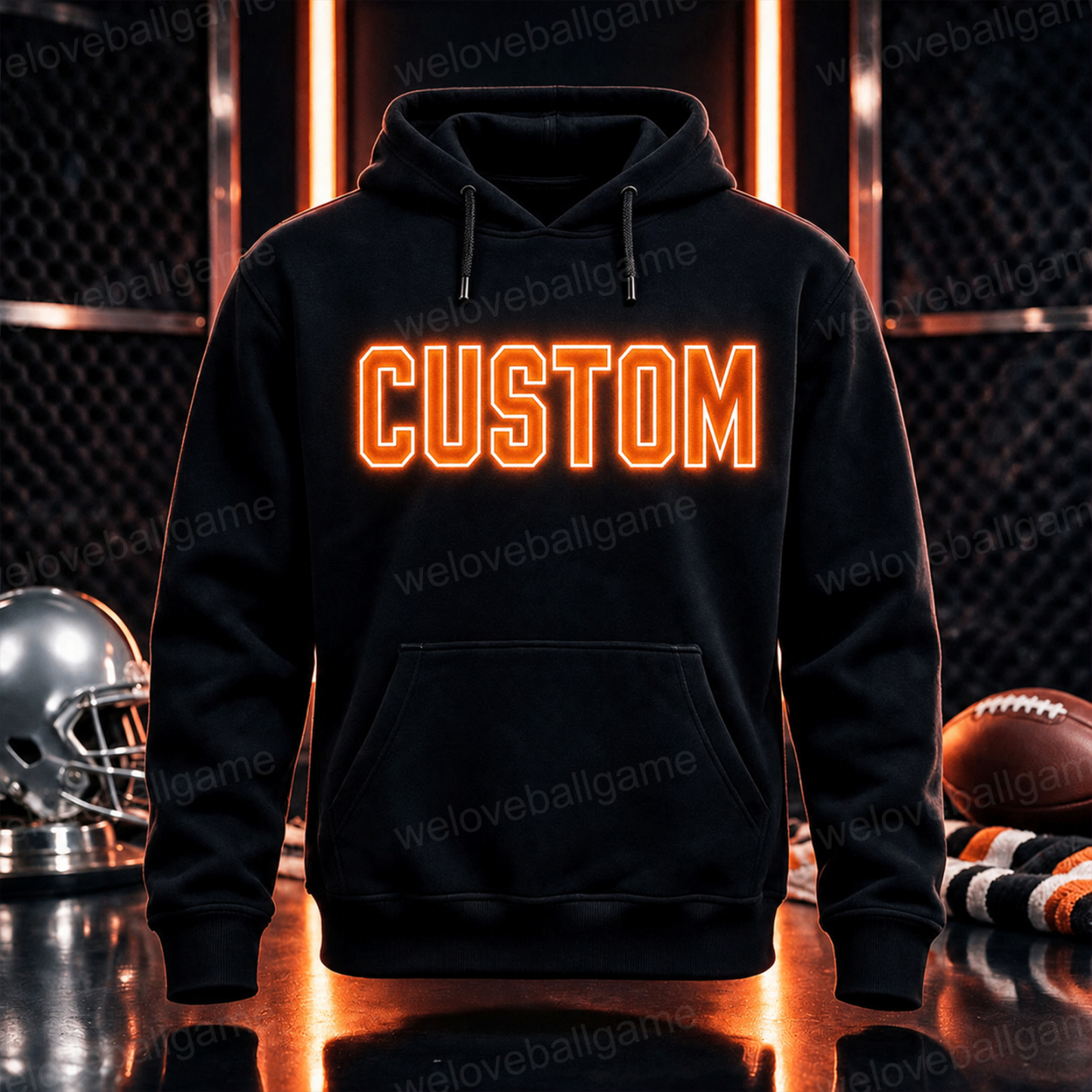 LED Light-Up Football Sweatshirt | Glow-In-The-Dark Game Day Fan Crewneck