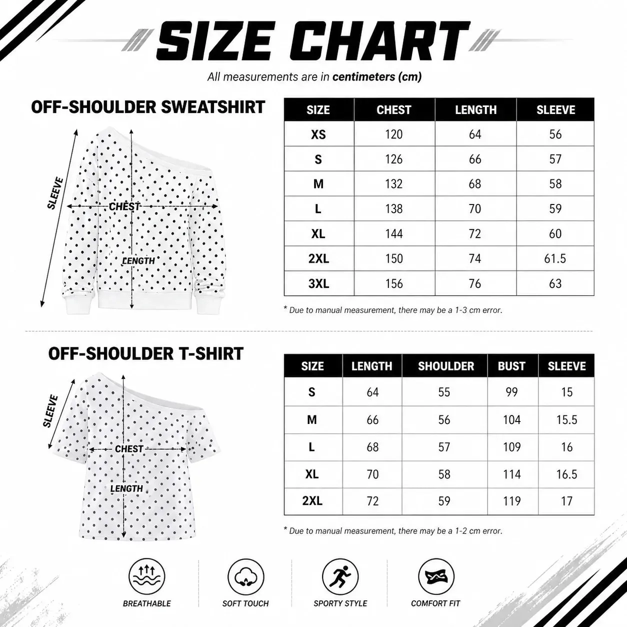 Custom Glitter Team Mascot Off-Shoulder Polka Dot Sweatshirt - Game Day Spirit Wear