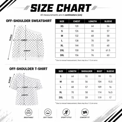 Custom Glitter Team Mascot Off-Shoulder Polka Dot Sweatshirt - Game Day Spirit Wear