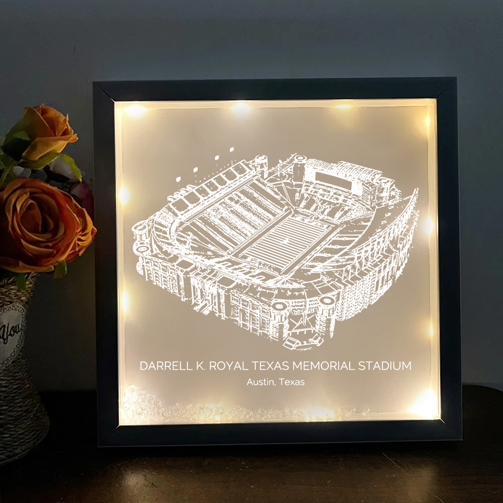 Darrell K Royal–Texas Memorial Stadium - Texas Longhorns football Light Frame Box