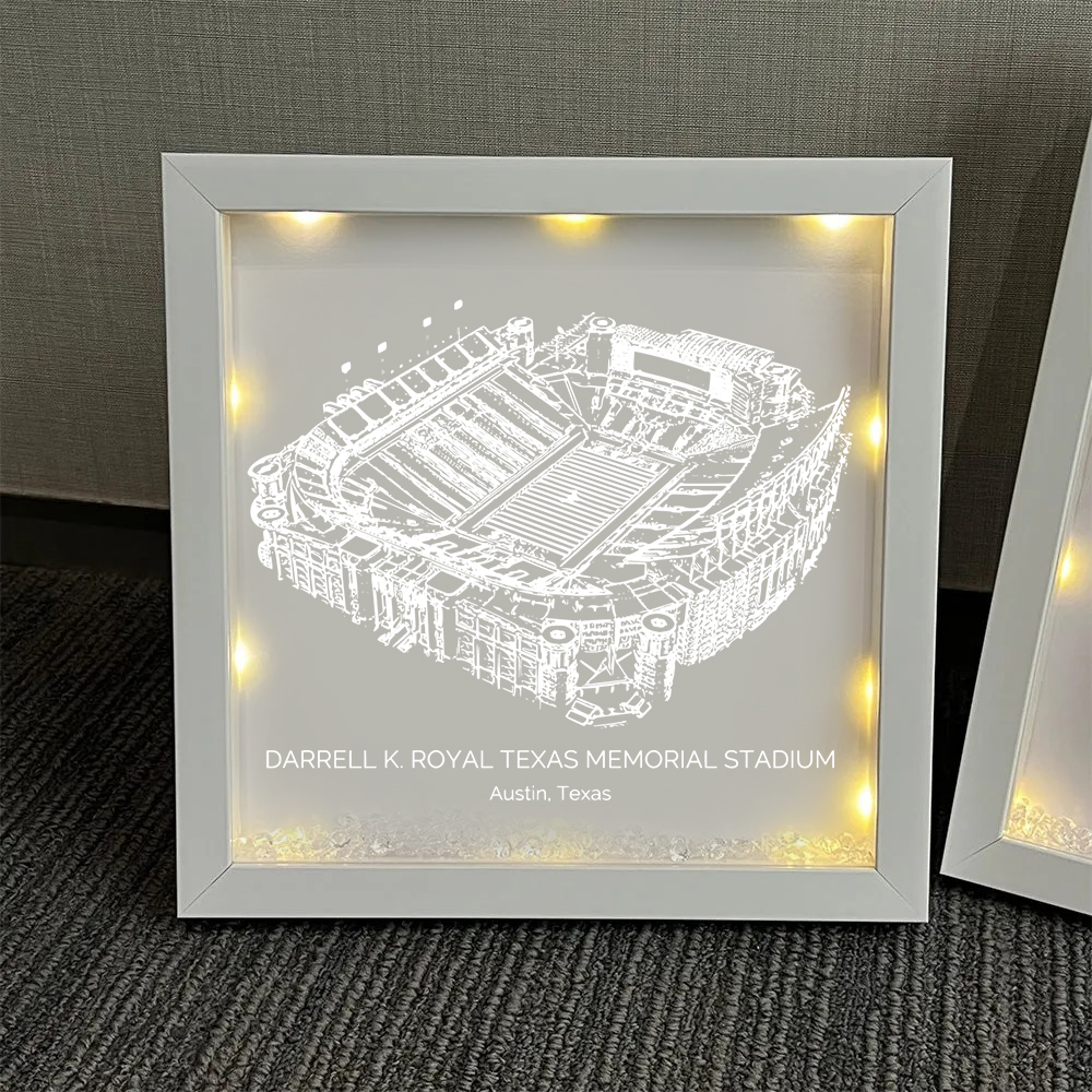 Darrell K Royal–Texas Memorial Stadium - Texas Longhorns football Light Frame Box
