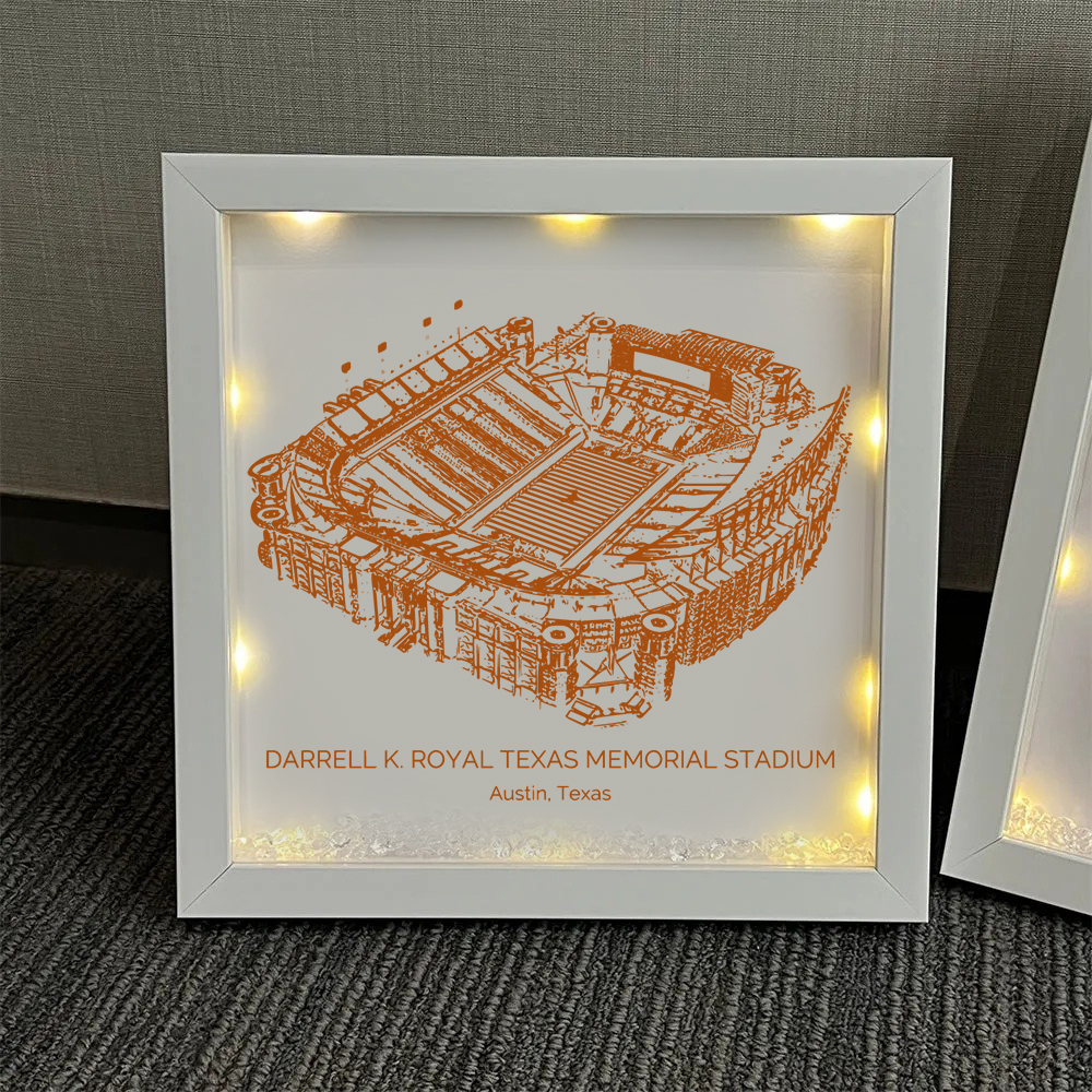 Darrell K Royal–Texas Memorial Stadium - Texas Longhorns football Light Frame Box