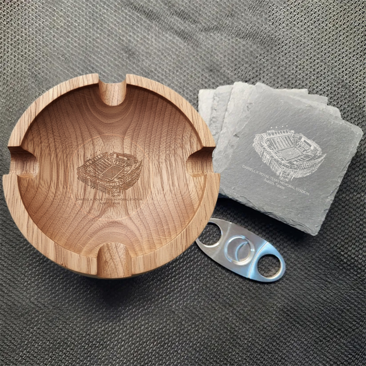 Darrell K Royal–Texas Memorial Stadium Walnut Cigar Ash Tray