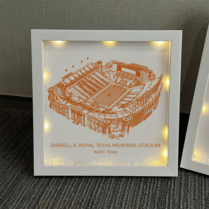Darrell K Royal–Texas Memorial Stadium - Texas Longhorns football Light Frame Box