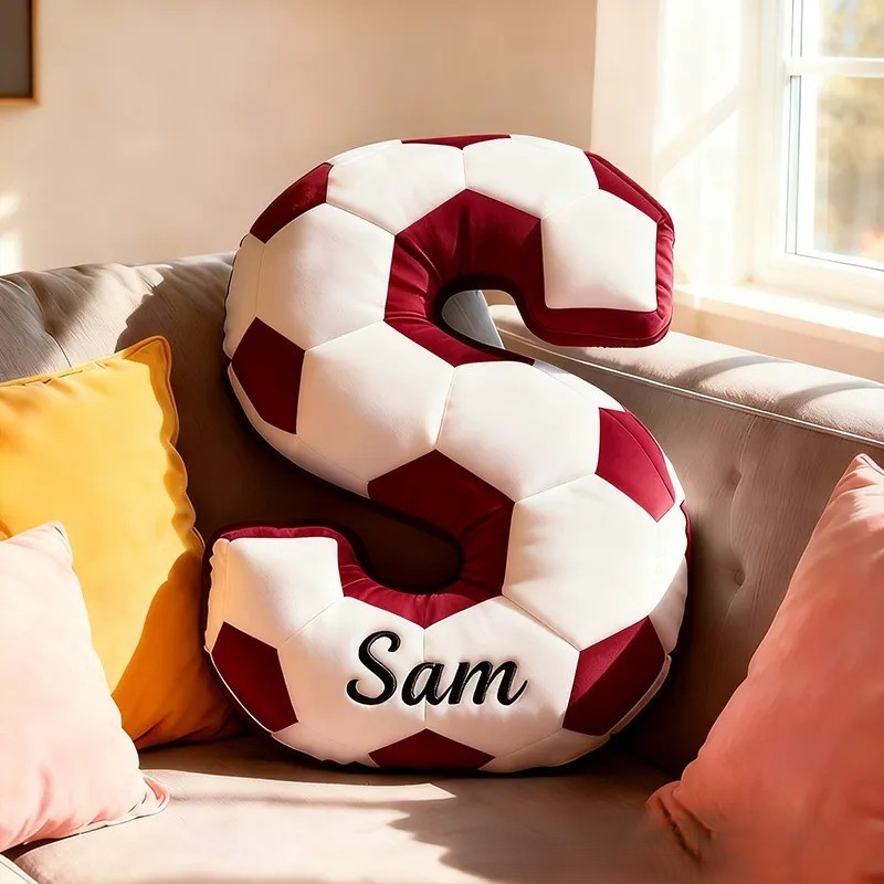 Custom Soccer Letter Pillow with Custom Name Design