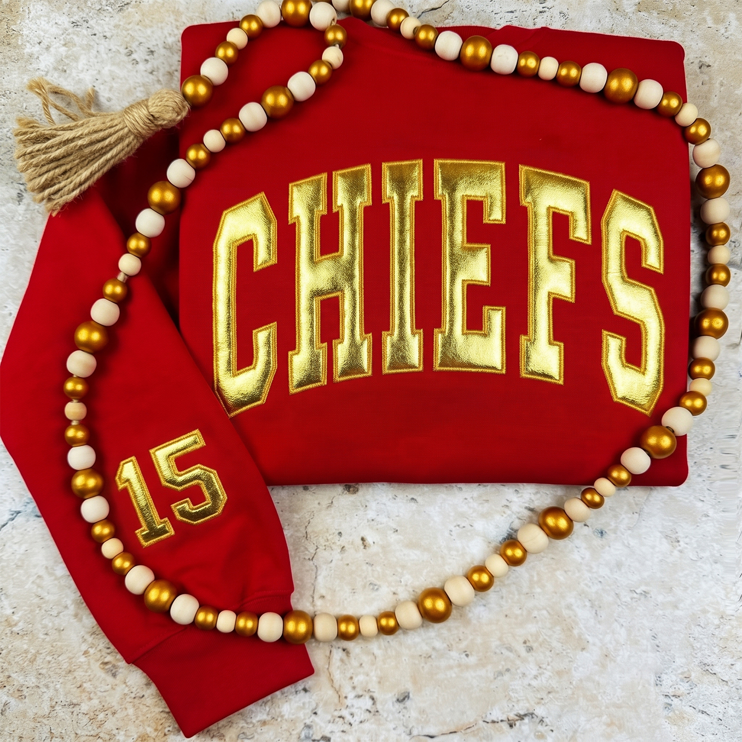 Custom Metallic Puff Team Name Sweatshirt, Personalized Game Day Crewneck