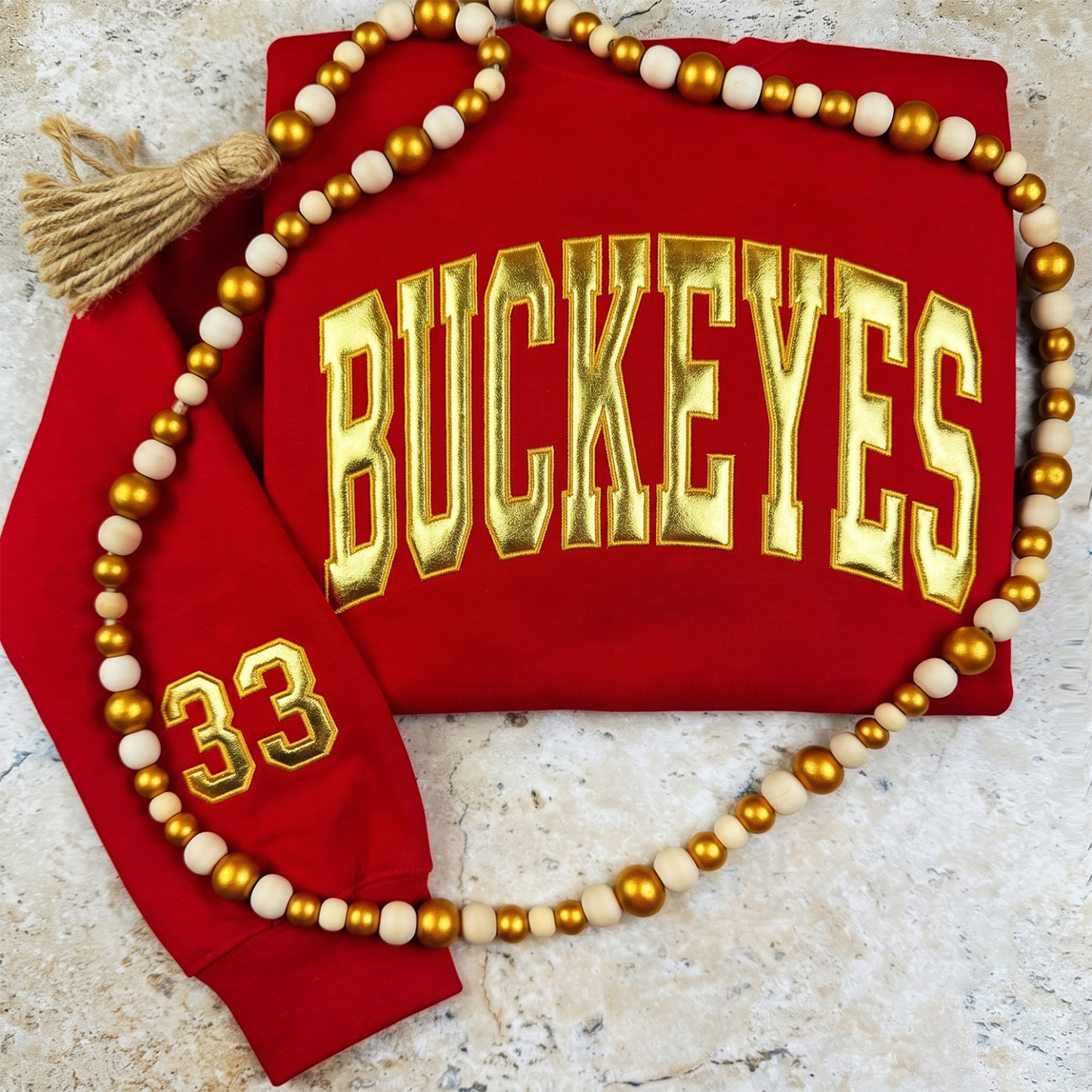 Custom Metallic Puff Team Name Sweatshirt, Personalized Game Day Crewneck