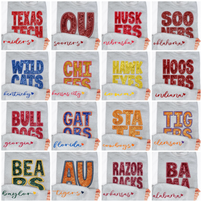 Custom Faux Embroidery Sequin Football Teams