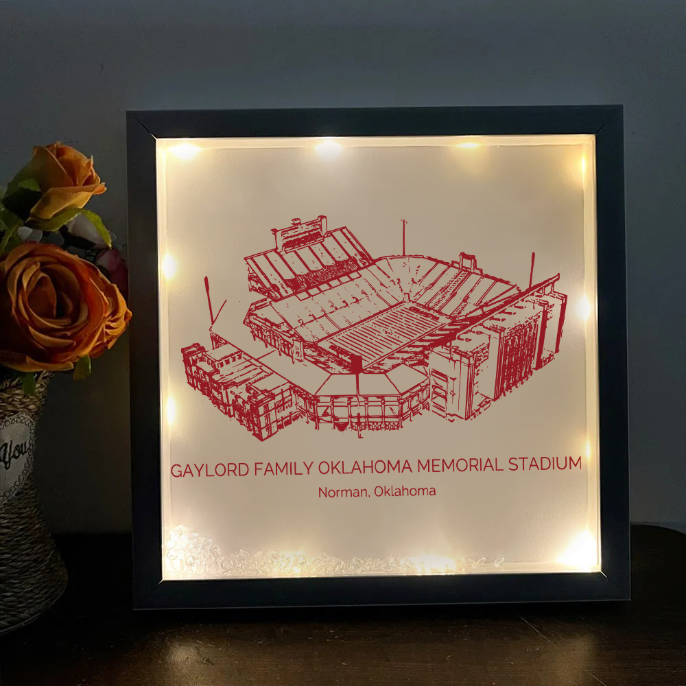 Gaylord Family Oklahoma Memorial Stadium - Oklahoma Sooners football Light Frame Box