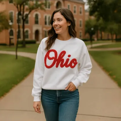 Oversized Team Chenille Embroidered Sweatshirt