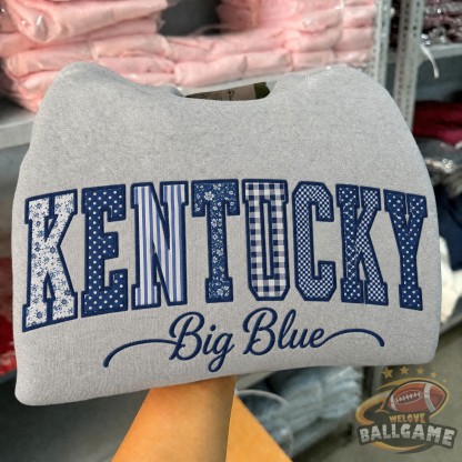 Custom Kentucky Wildcats Patchwork Fabric Embroidered Sweatshirt, Personalized Floral Varsity College Sweatshirt
