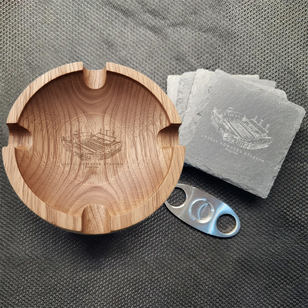 LaVell Edwards Stadium Walnut Cigar Ash Tray