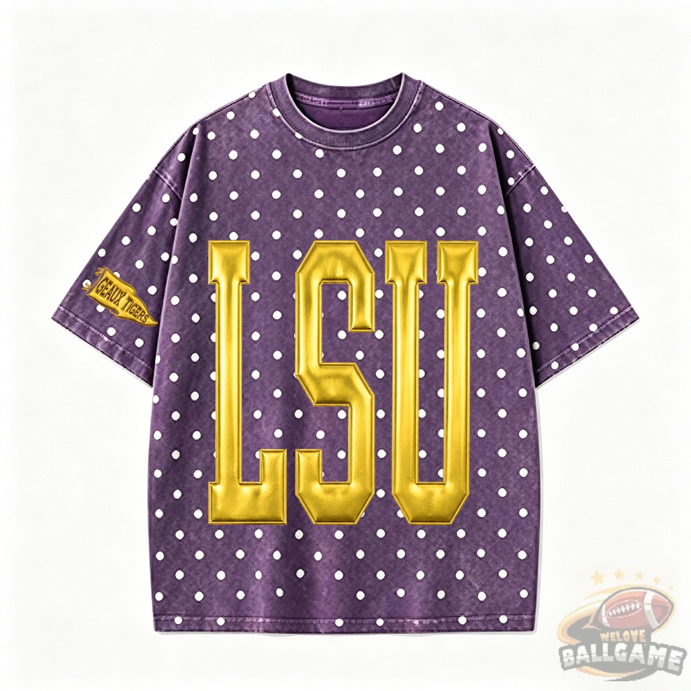 Louisiana State(LSU) - Custom College Team Polka Dot T-Shirt