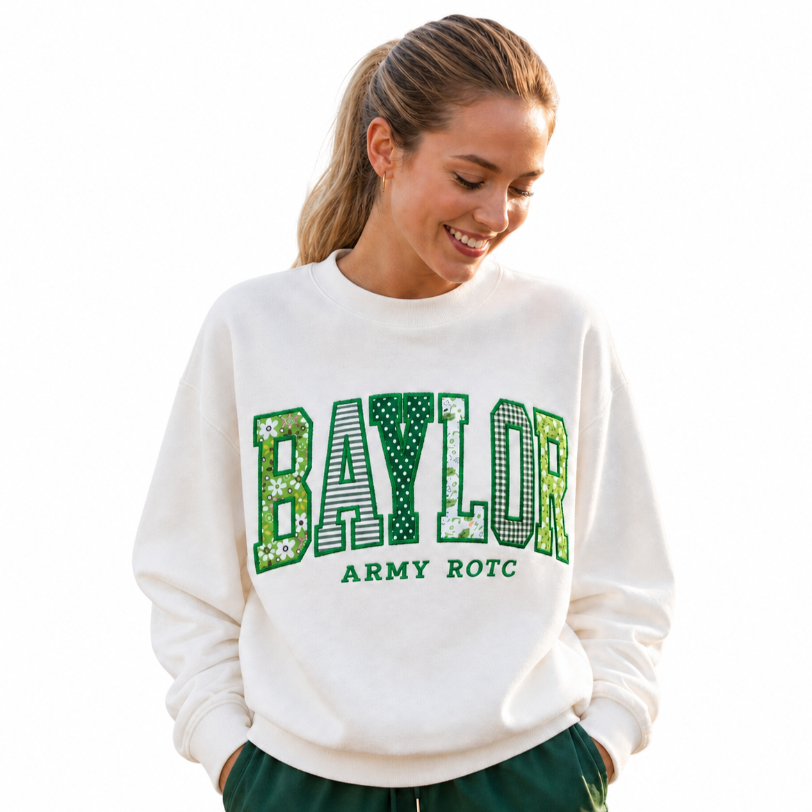 Custom College Patchwork Embroidered Sweatshirt