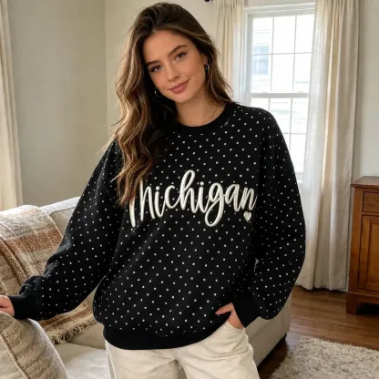 Custom 3D Puff Print Team Polka Dot Sweatshirt | Gifts for Sports Mom | Game Day Wear
