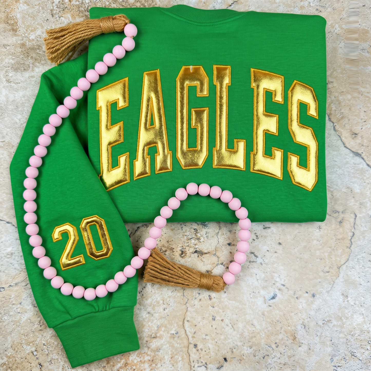 Custom Metallic Puff Team Name Sweatshirt, Personalized Game Day Crewneck