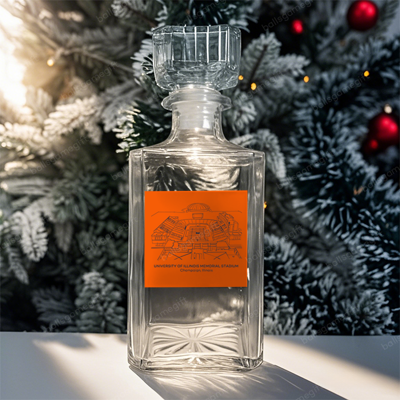 University of Illinois Memorial Stadium-Illinois Fighting Illini football,Whiskey Bottles-Gifts For Sports Lovers