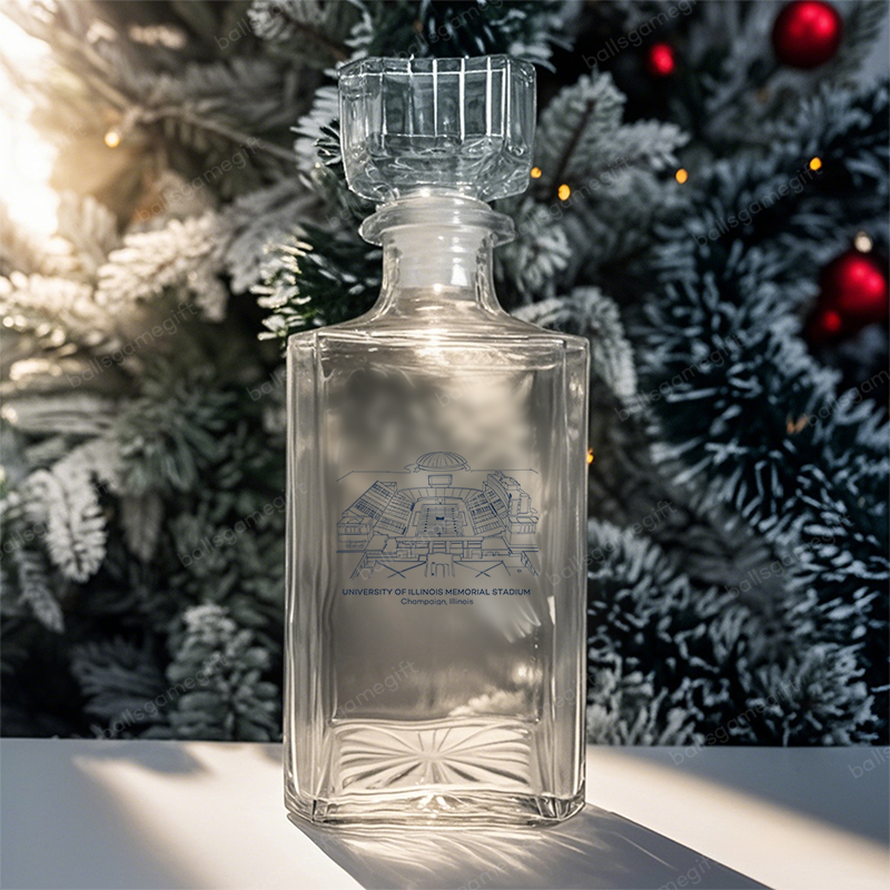 University of Illinois Memorial Stadium-Illinois Fighting Illini football,Whiskey Bottles-Gifts For Sports Lovers